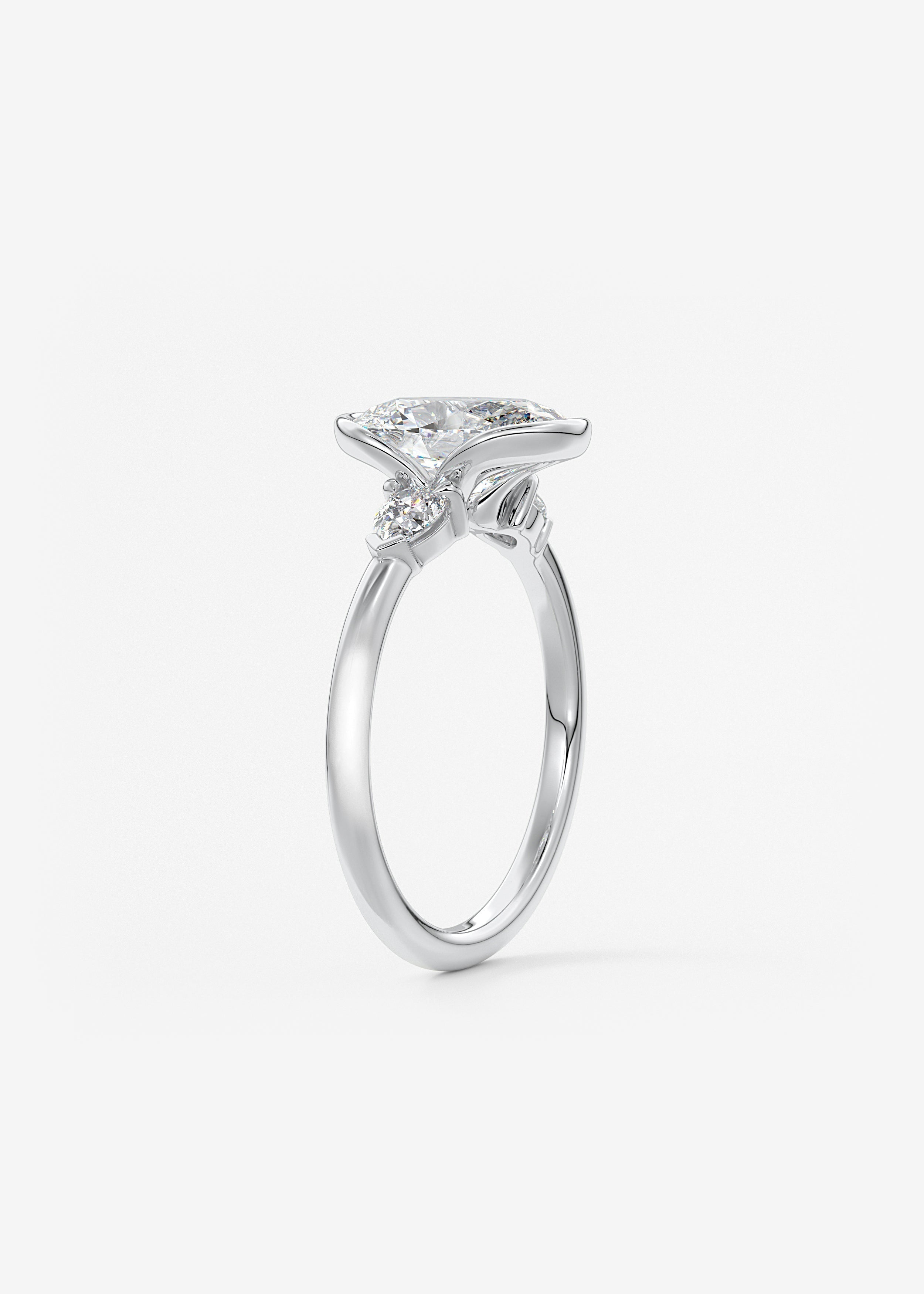 Oval Three Stone Bezel Lab Grown Diamond Engagement Ring