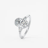 Oval Three Stone Bezel Lab Grown Diamond Engagement Ring