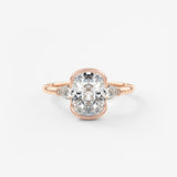Elongated Cushion Three Stone Bezel Lab Grown Diamond Engagement Ring