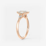 Elongated Cushion Three Stone Bezel Lab Grown Diamond Engagement Ring