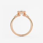 Elongated Cushion Three Stone Bezel Lab Grown Diamond Engagement Ring