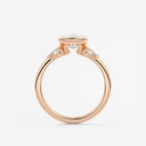 Elongated Cushion Three Stone Bezel Lab Grown Diamond Engagement Ring
