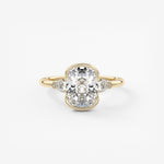 Elongated Cushion Three Stone Bezel Lab Grown Diamond Engagement Ring