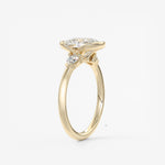 Elongated Cushion Three Stone Bezel Lab Grown Diamond Engagement Ring