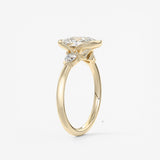 Elongated Cushion Three Stone Bezel Lab Grown Diamond Engagement Ring
