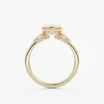 Elongated Cushion Three Stone Bezel Lab Grown Diamond Engagement Ring