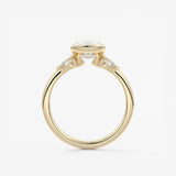 Elongated Cushion Three Stone Bezel Lab Grown Diamond Engagement Ring