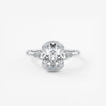 Elongated Cushion Three Stone Bezel Lab Grown Diamond Engagement Ring