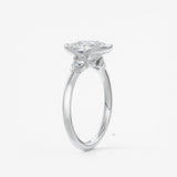Elongated Cushion Three Stone Bezel Lab Grown Diamond Engagement Ring