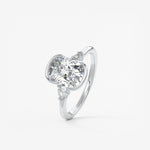 Elongated Cushion Three Stone Bezel Lab Grown Diamond Engagement Ring