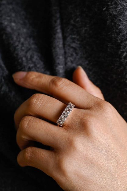 Stunning 0.4 TCW Baguette & Round Moissanite Stones Half Eternity Wedding Band 6