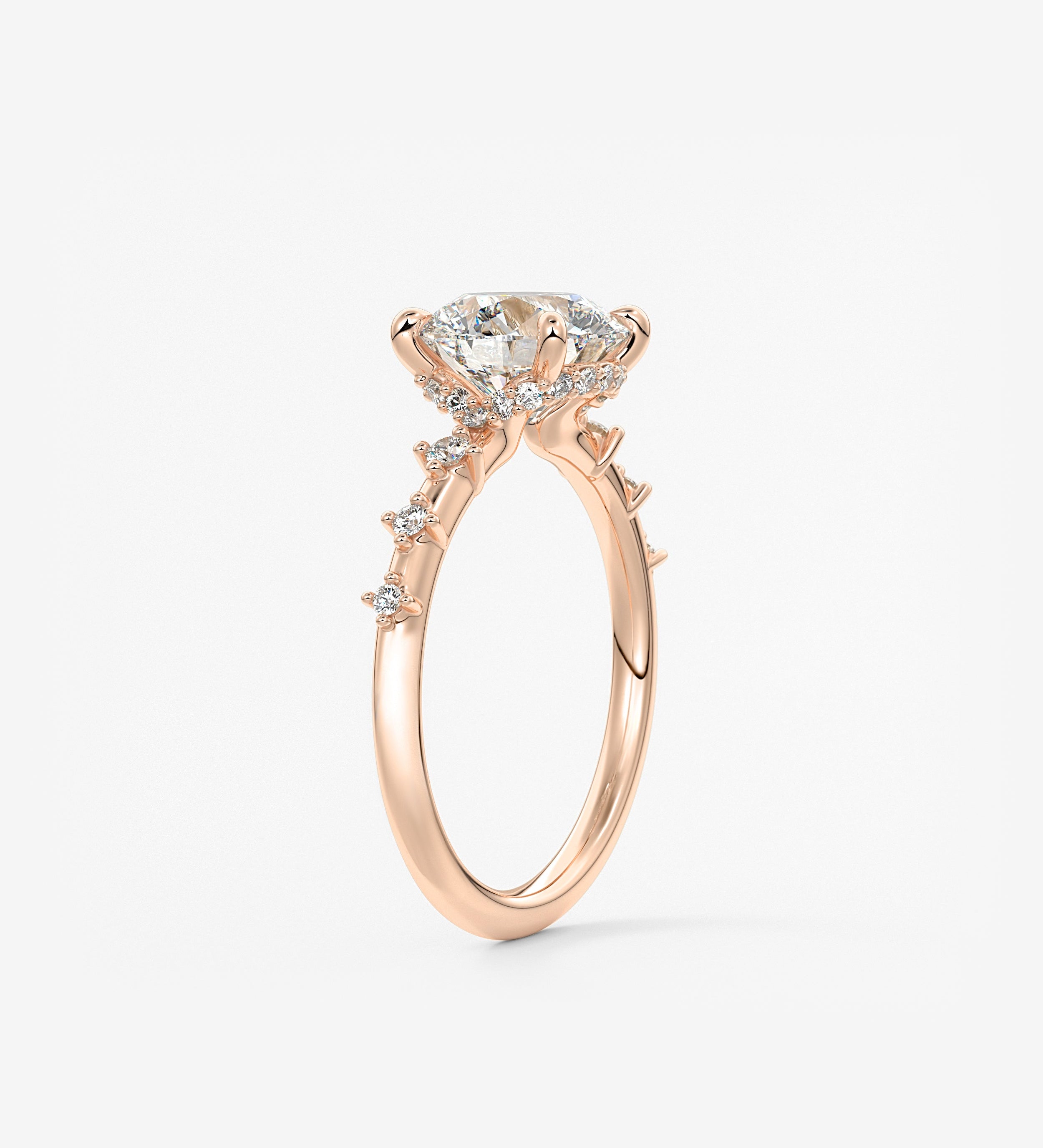 Round Dainty Pave Lab Grown Diamond Engagement Ring