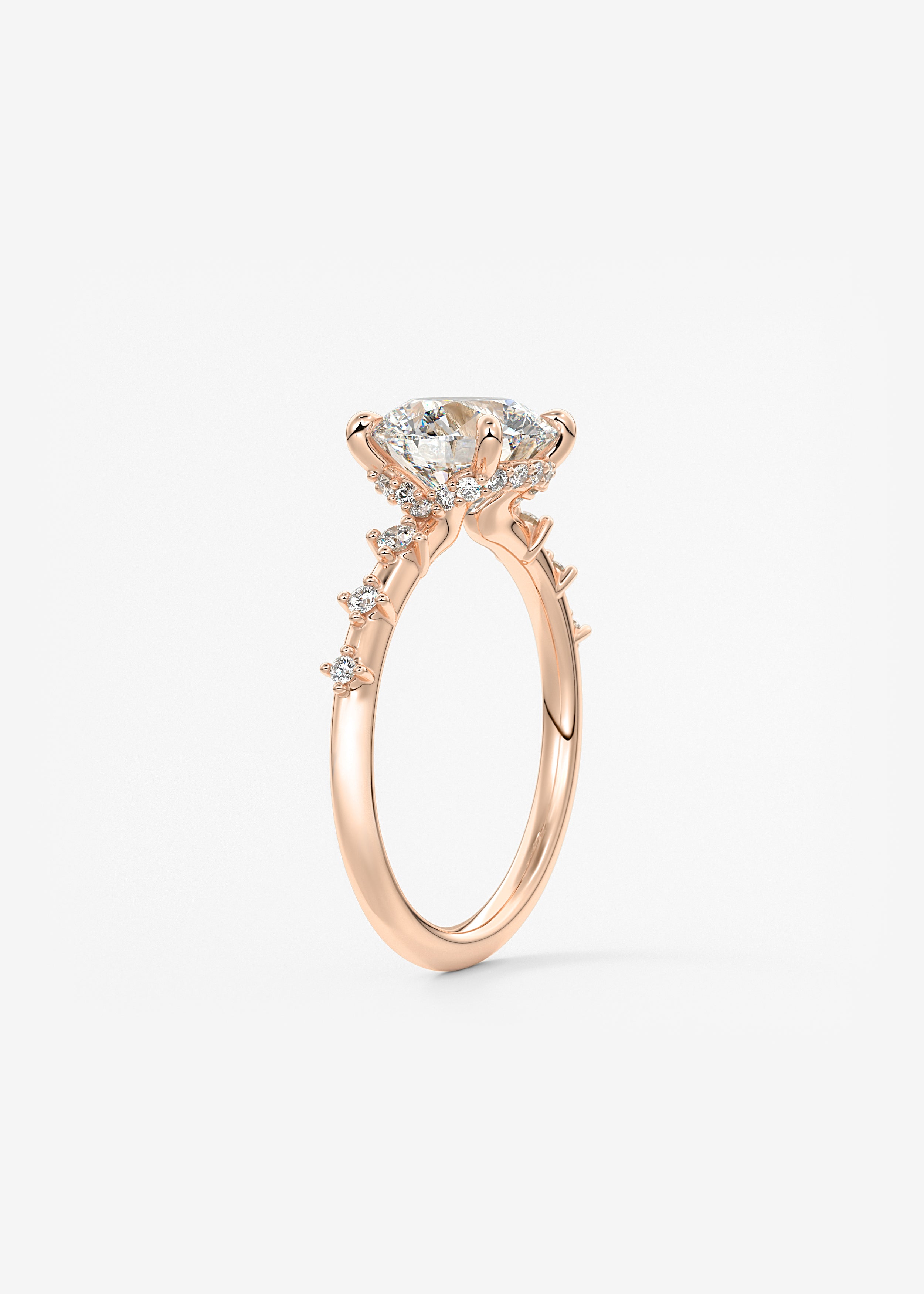 Round Dainty Pave Lab Grown Diamond Engagement Ring