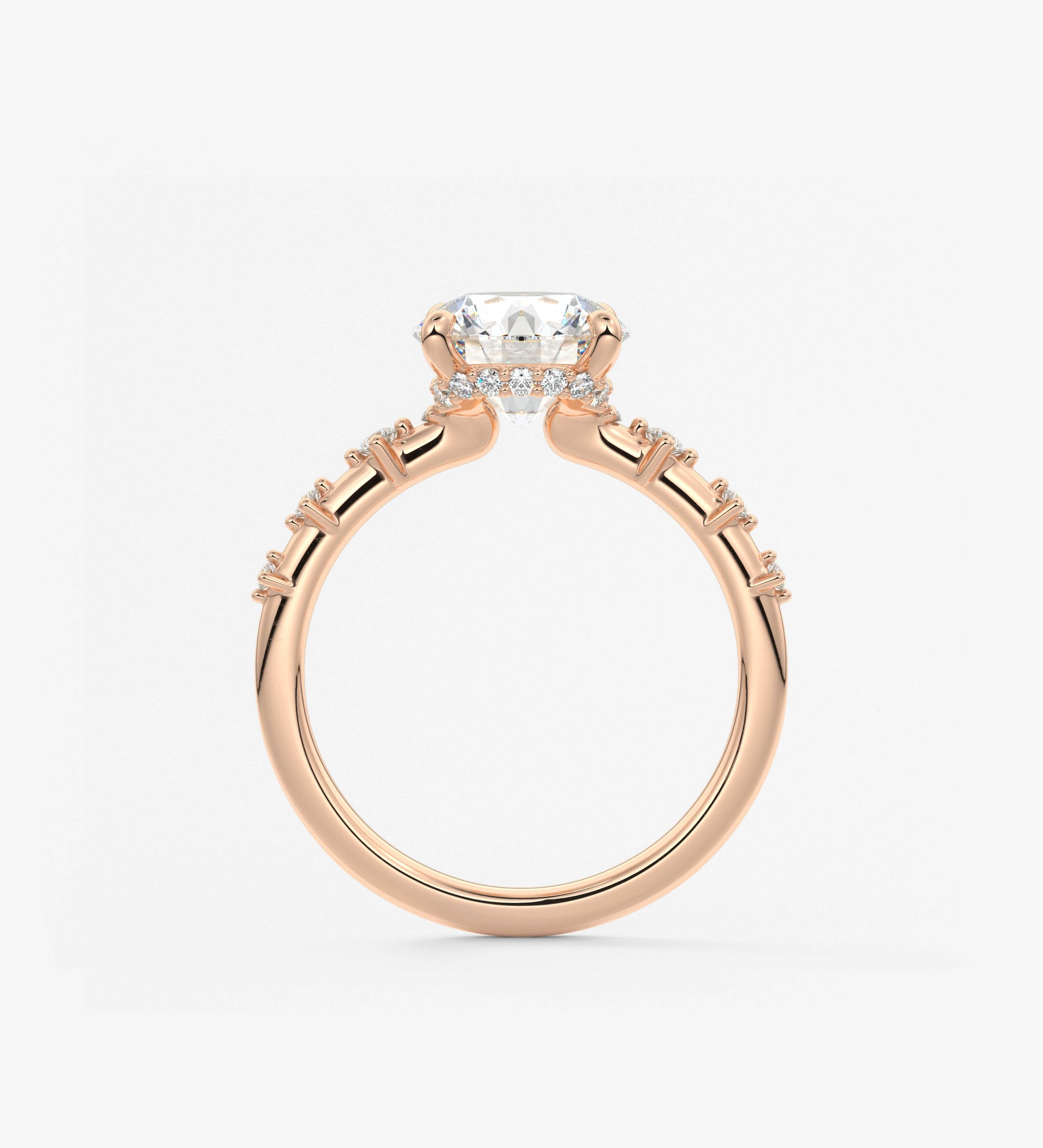 Round Dainty Pave Lab Grown Diamond Engagement Ring