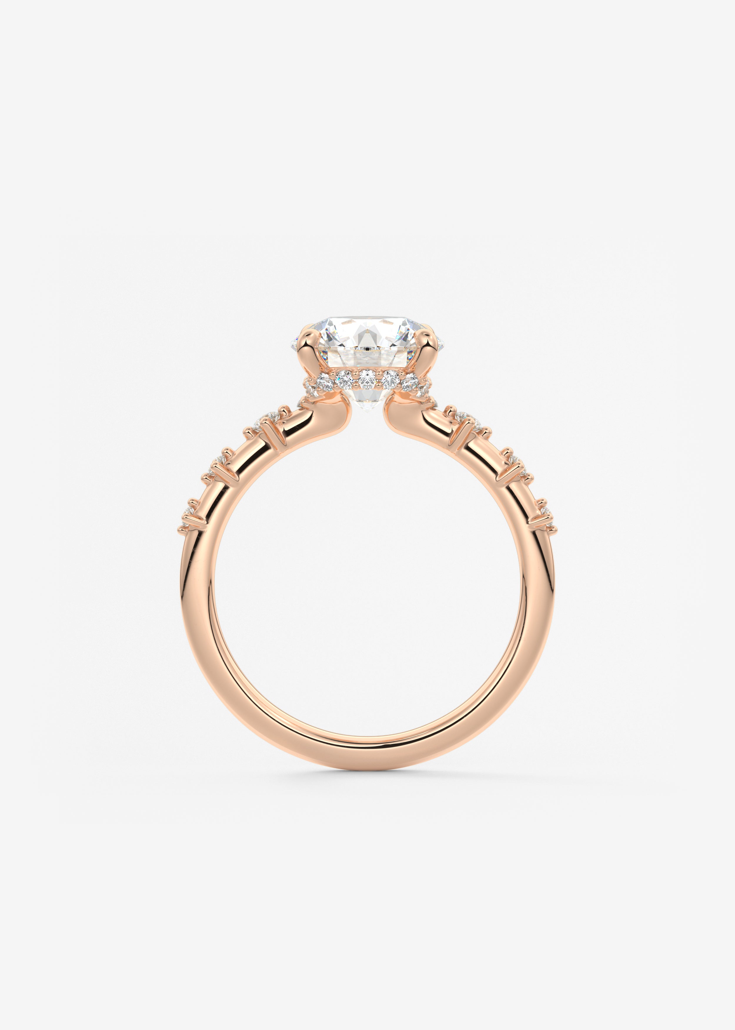 Round Dainty Pave Lab Grown Diamond Engagement Ring