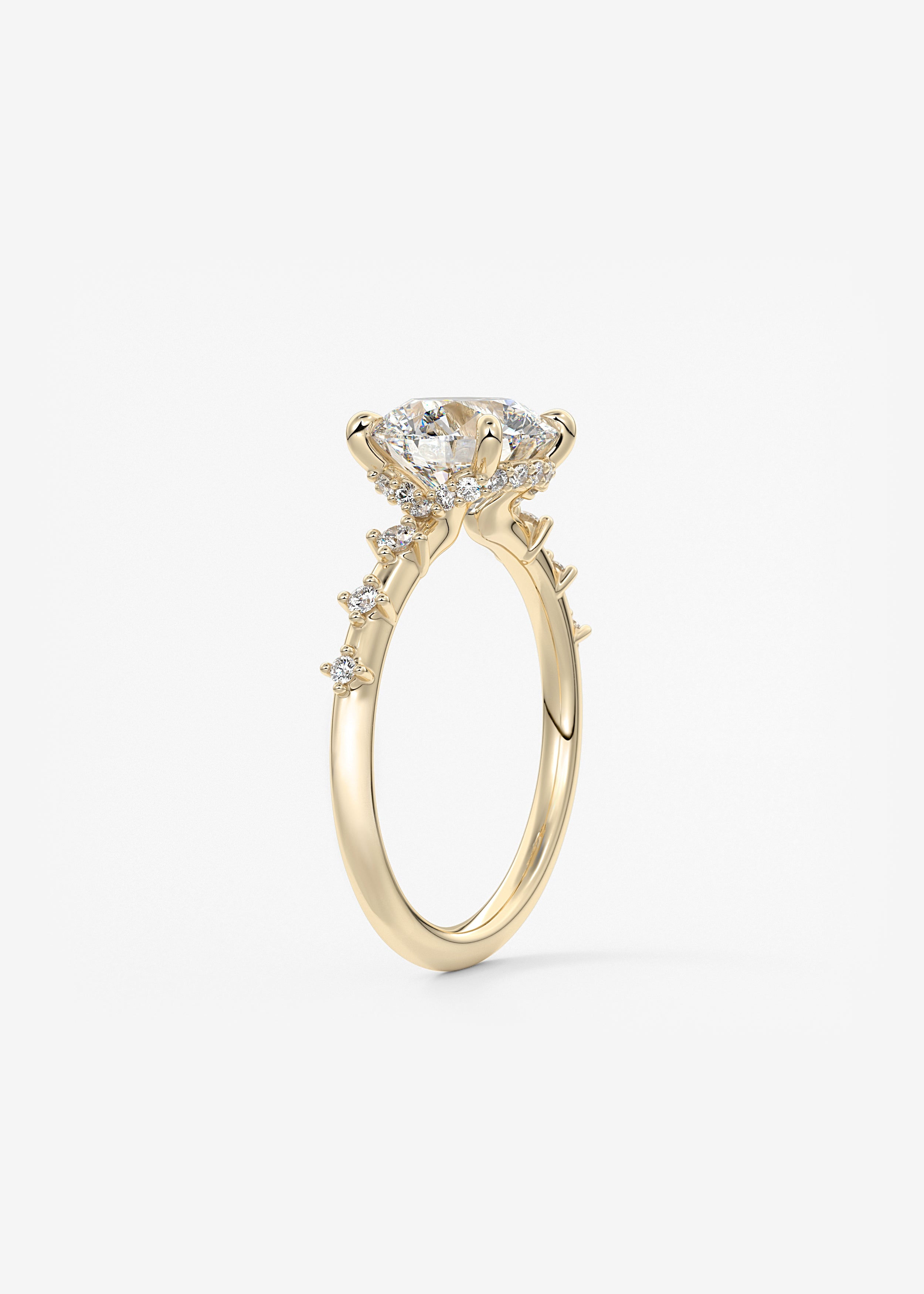 Round Dainty Pave Lab Grown Diamond Engagement Ring