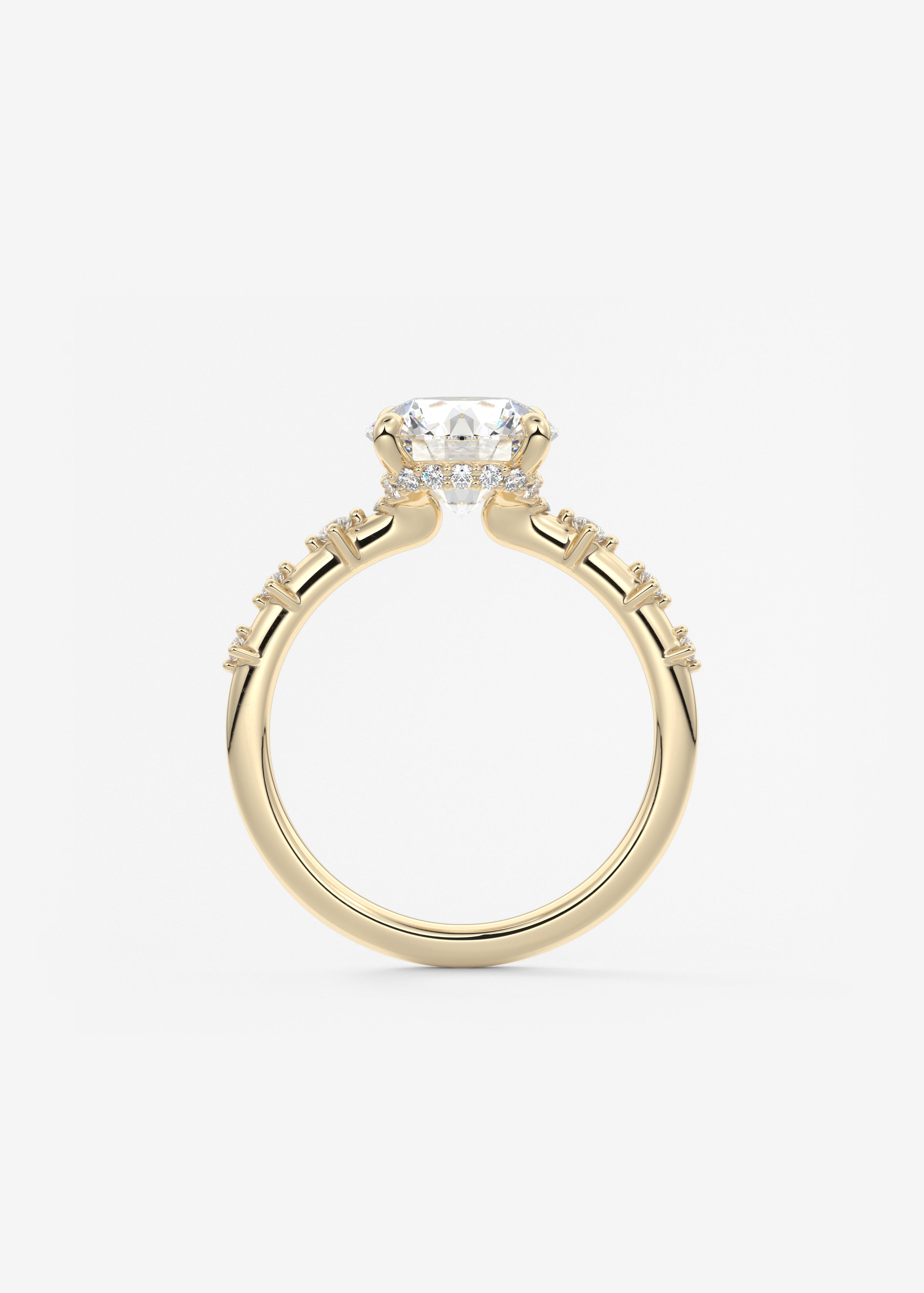 Round Dainty Pave Lab Grown Diamond Engagement Ring