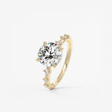 Round Dainty Pave Lab Grown Diamond Engagement Ring
