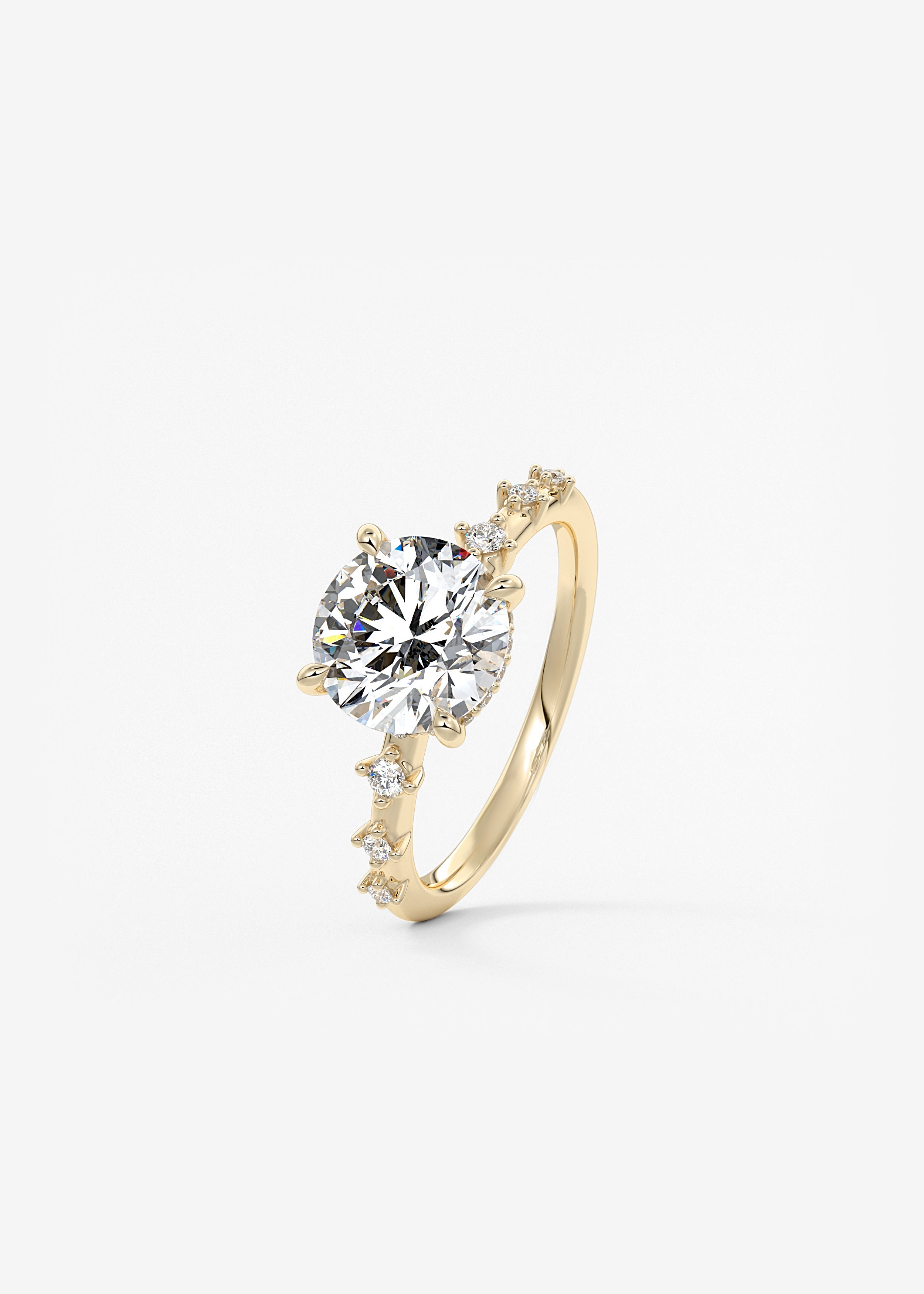 Round Dainty Pave Lab Grown Diamond Engagement Ring