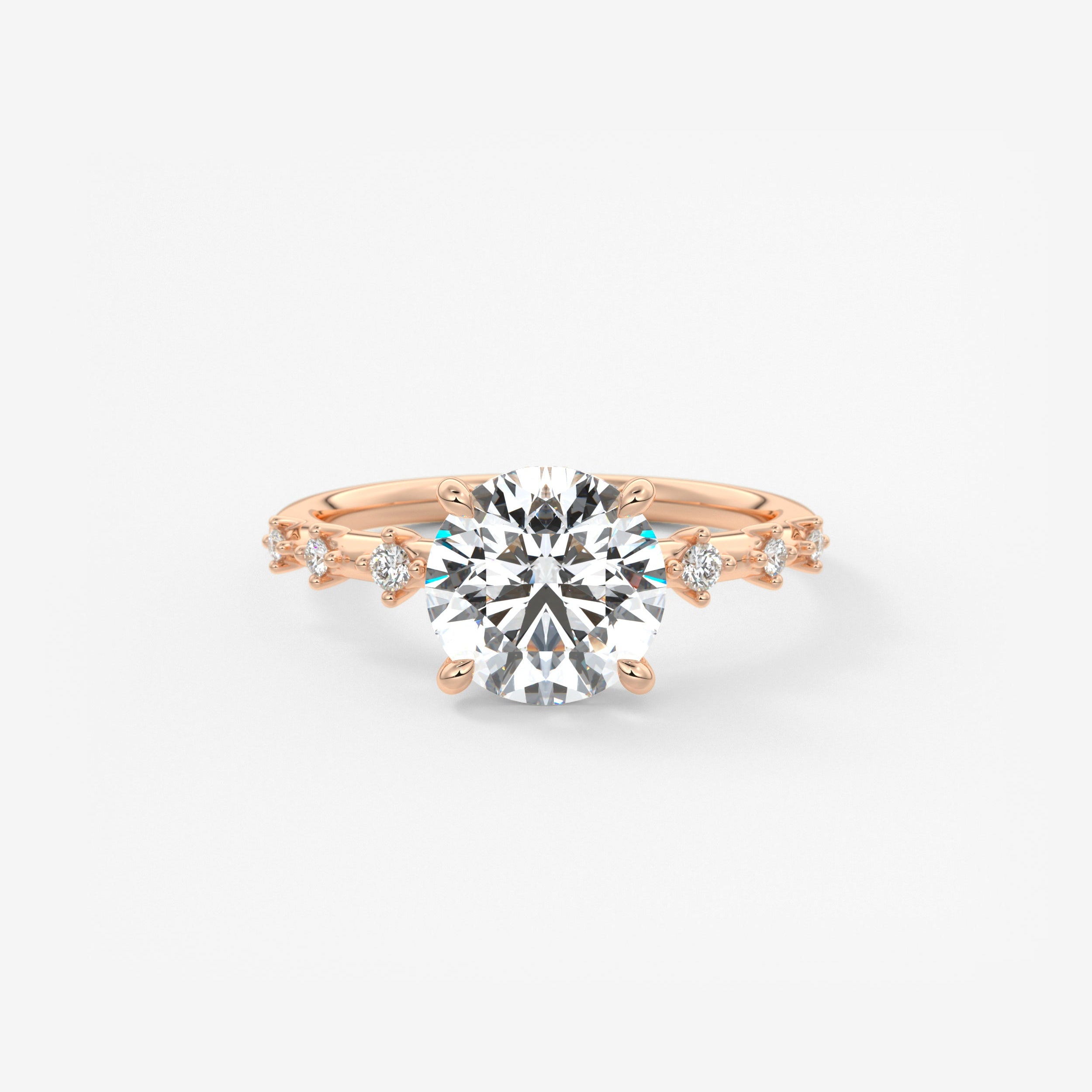 Round Dainty Pave Lab Grown Diamond Engagement Ring