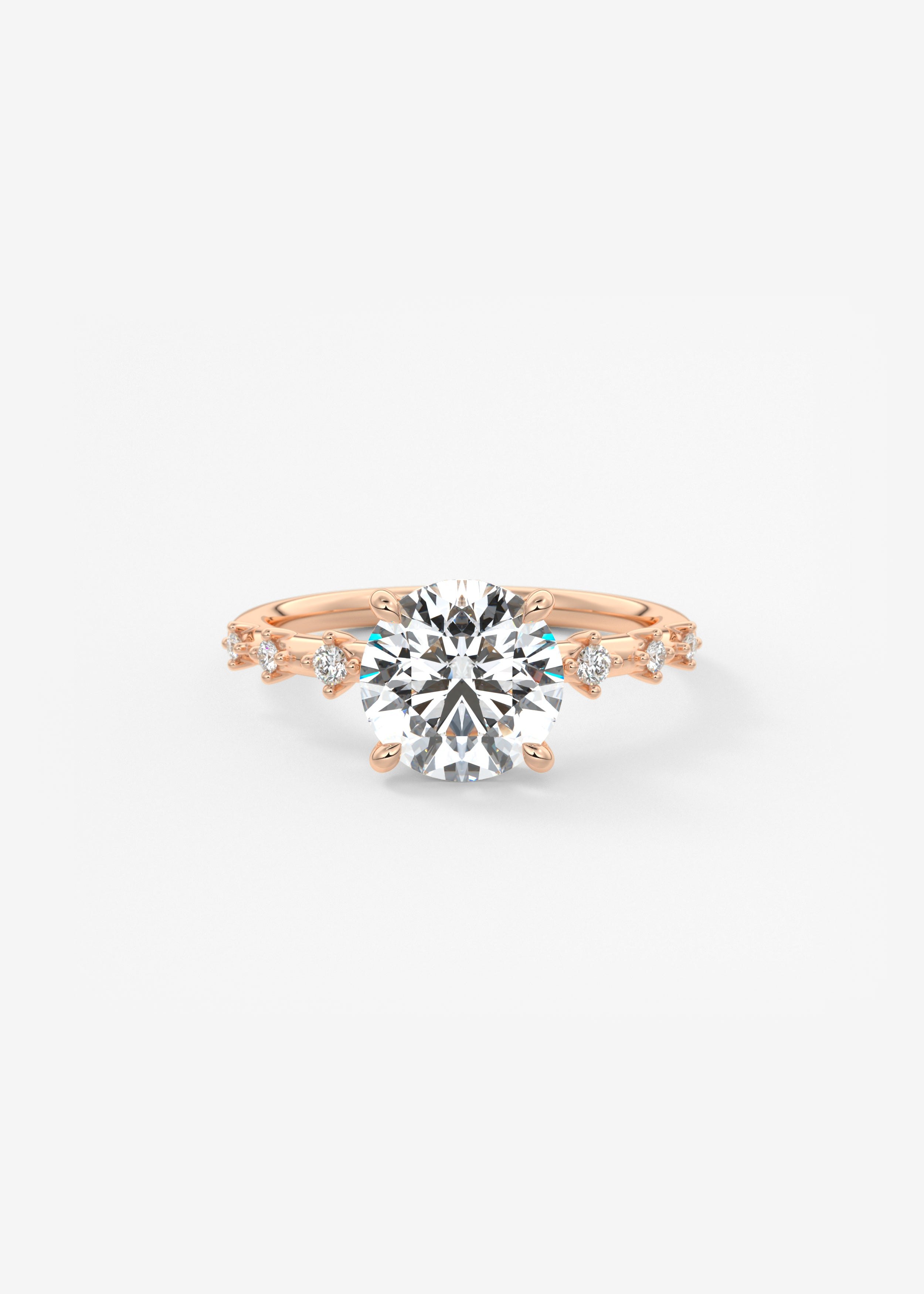 Round Dainty Pave Lab Grown Diamond Engagement Ring