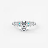Round Dainty Pave Lab Grown Diamond Engagement Ring