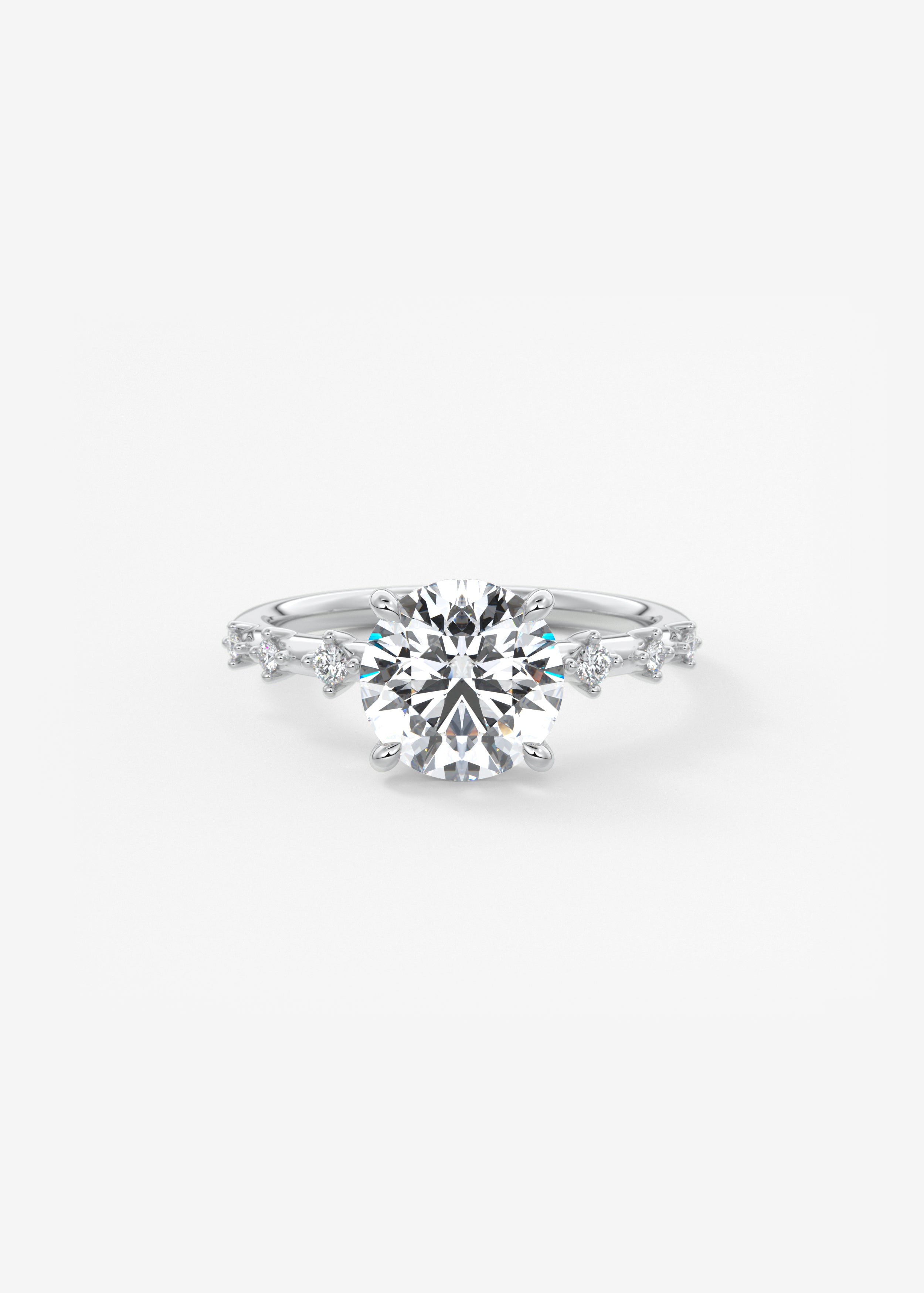 Round Dainty Pave Lab Grown Diamond Engagement Ring