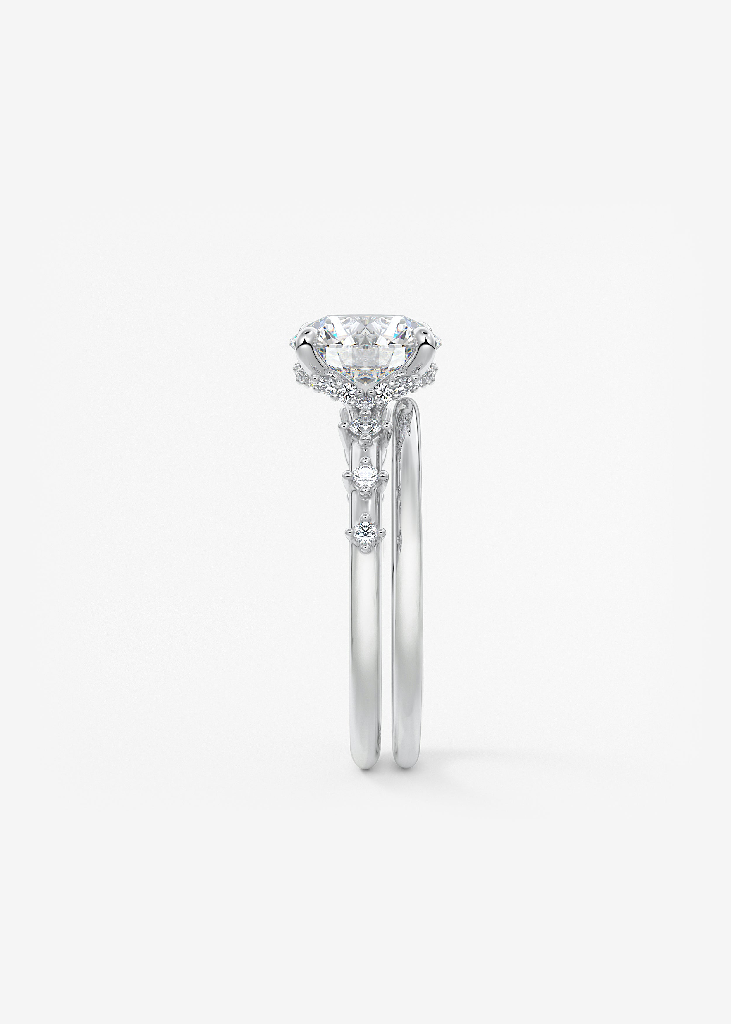 Round Dainty Pave Lab Grown Diamond Engagement Ring
