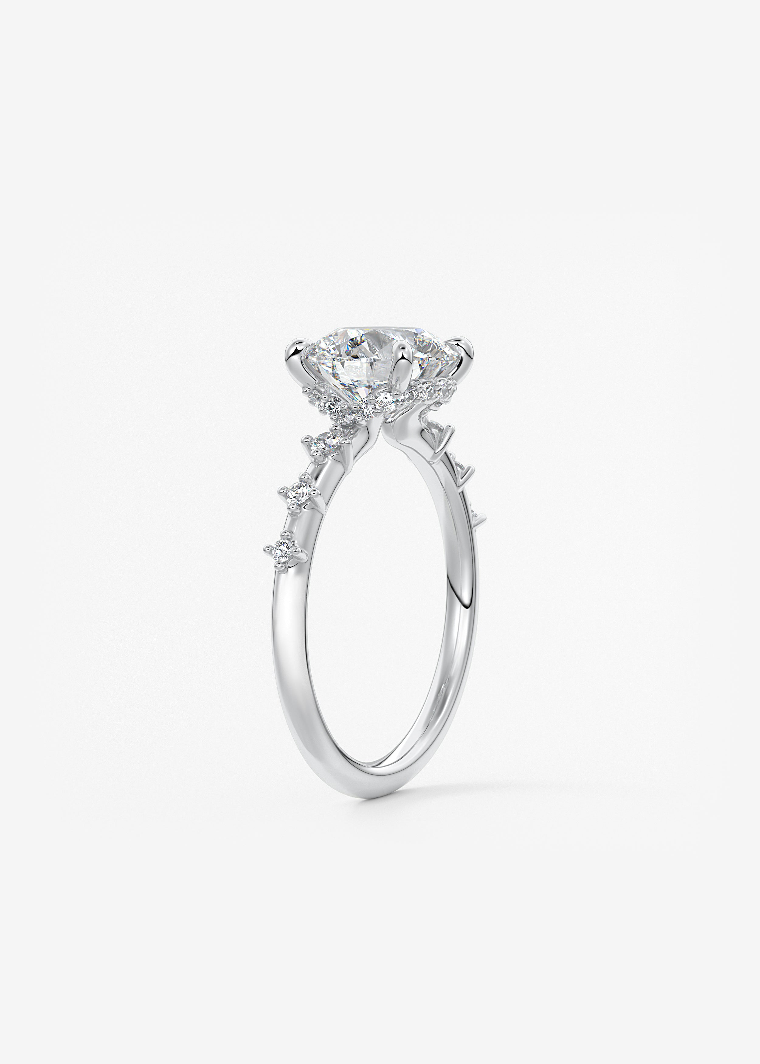 Round Dainty Pave Lab Grown Diamond Engagement Ring