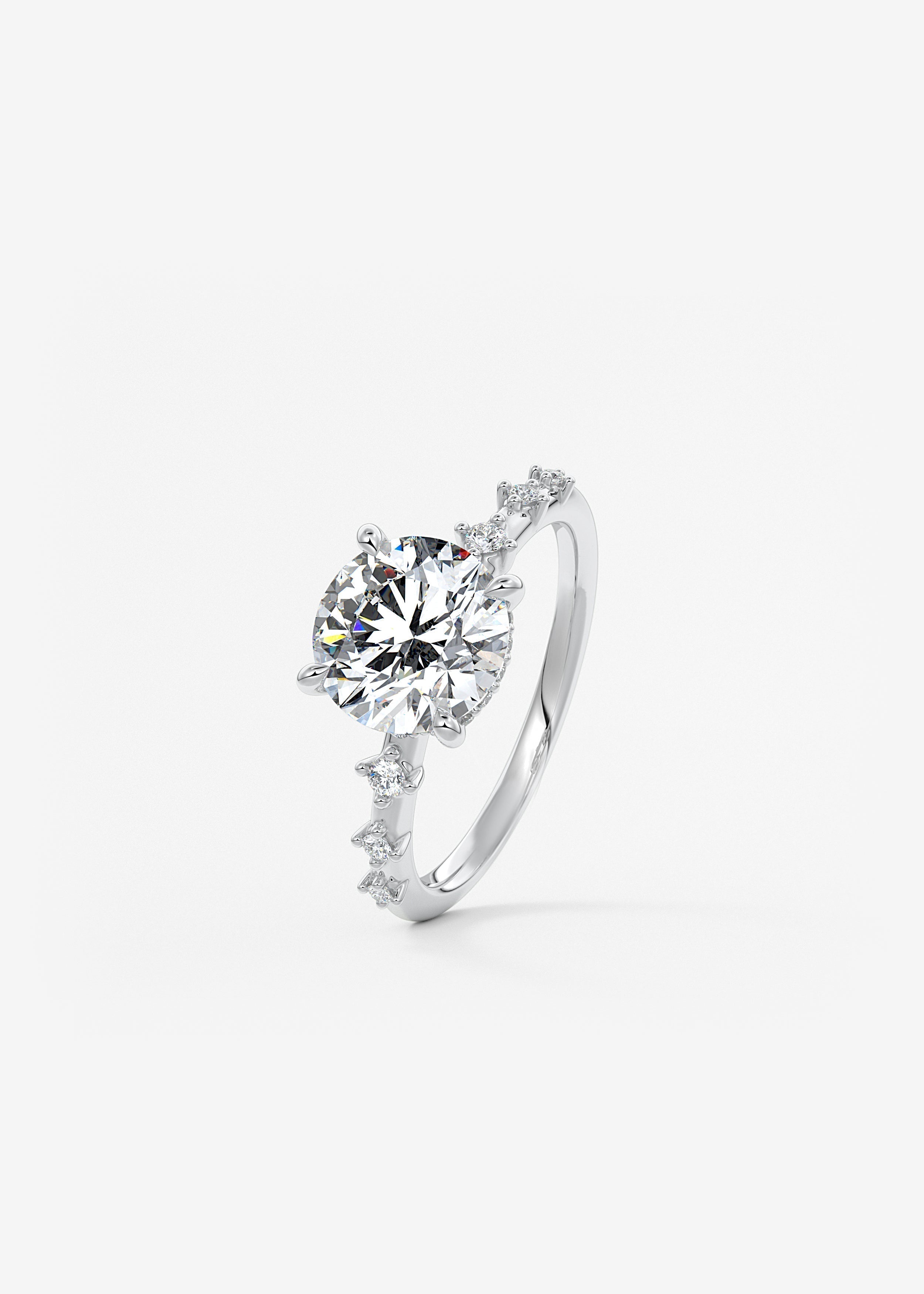 Round Dainty Pave Lab Grown Diamond Engagement Ring