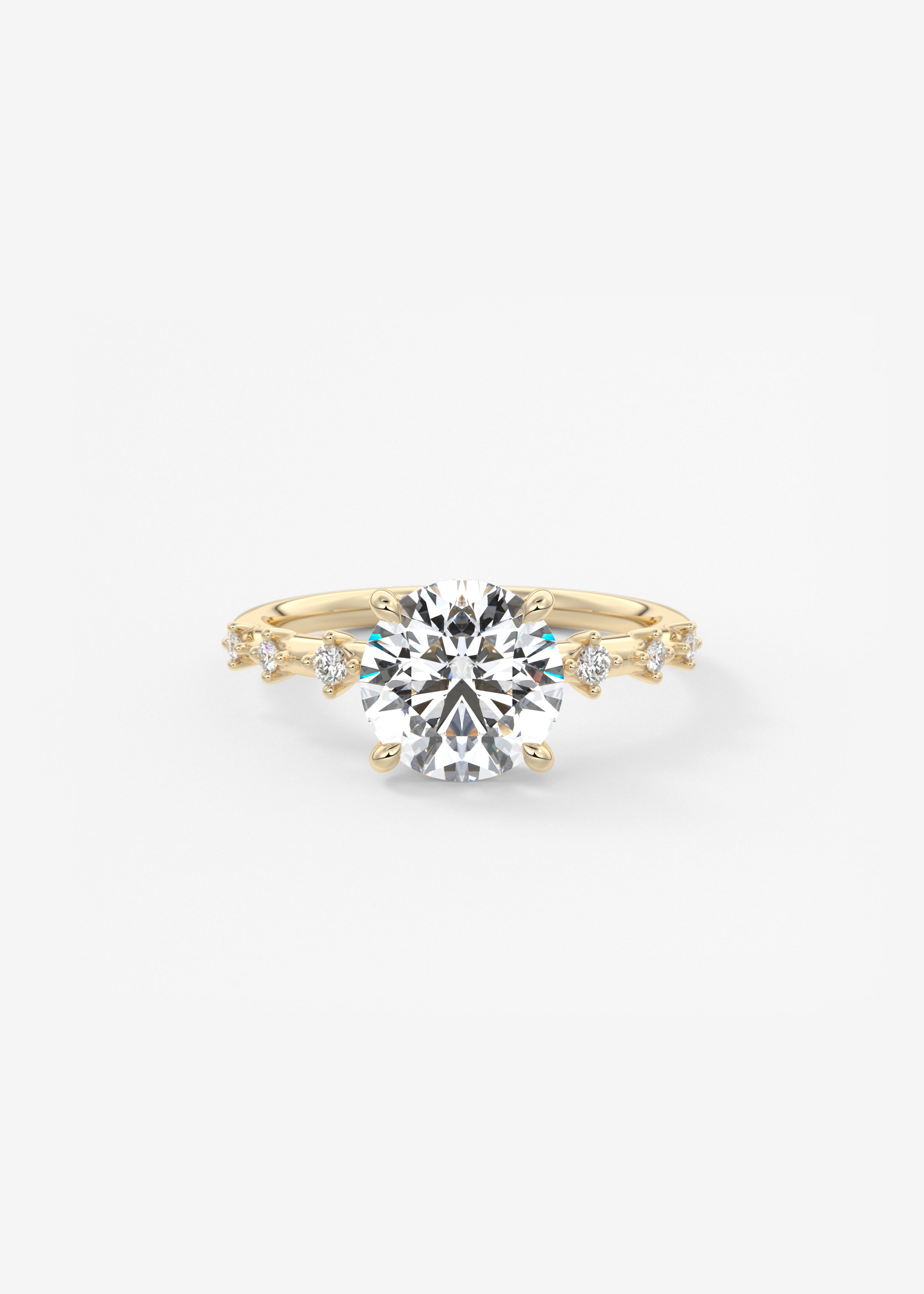 Round Dainty Pave Lab Grown Diamond Engagement Ring