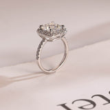 Stunning 1.0 - 2.0 CT Cushion Moissanite Engagement Ring With Pave & Halo Design 5