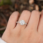 Stunning 1.0 CT Round Moissanite Engagement Ring with Halo & Pave Design 5