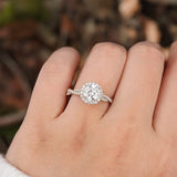 Stunning 1.0 CT Round Moissanite Engagement Ring with Halo & Pave Design 5