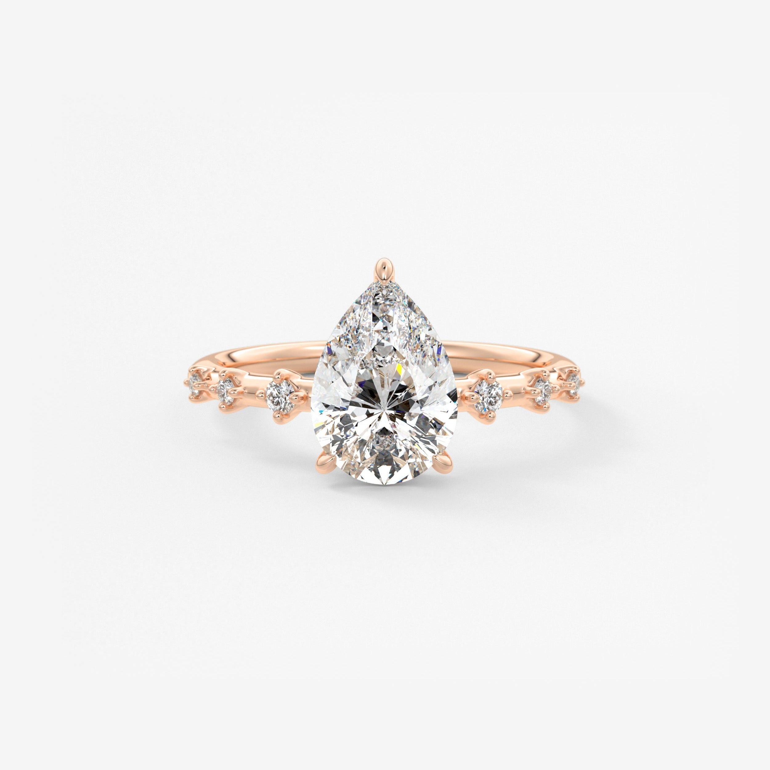 Pear Dainty Pave Lab Grown Diamond Engagement Ring