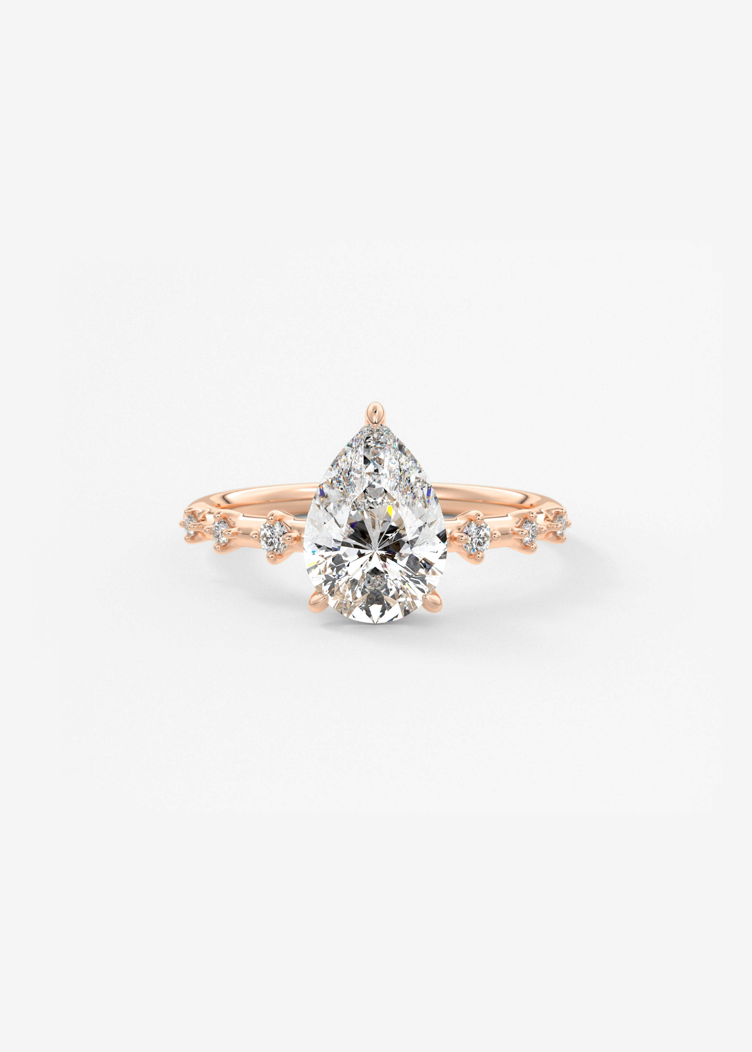 Pear Dainty Pave Lab Grown Diamond Engagement Ring