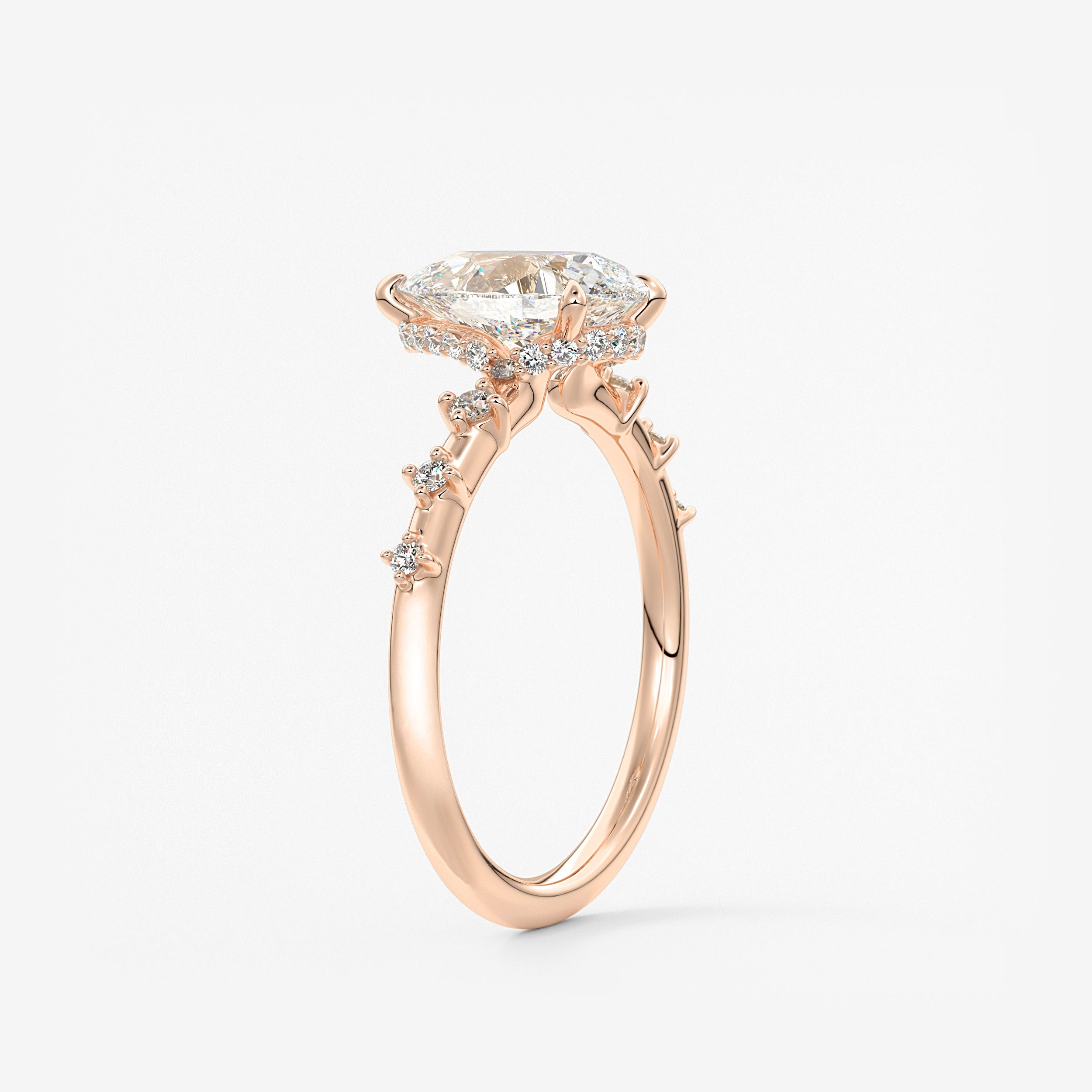 Pear Dainty Pave Lab Grown Diamond Engagement Ring