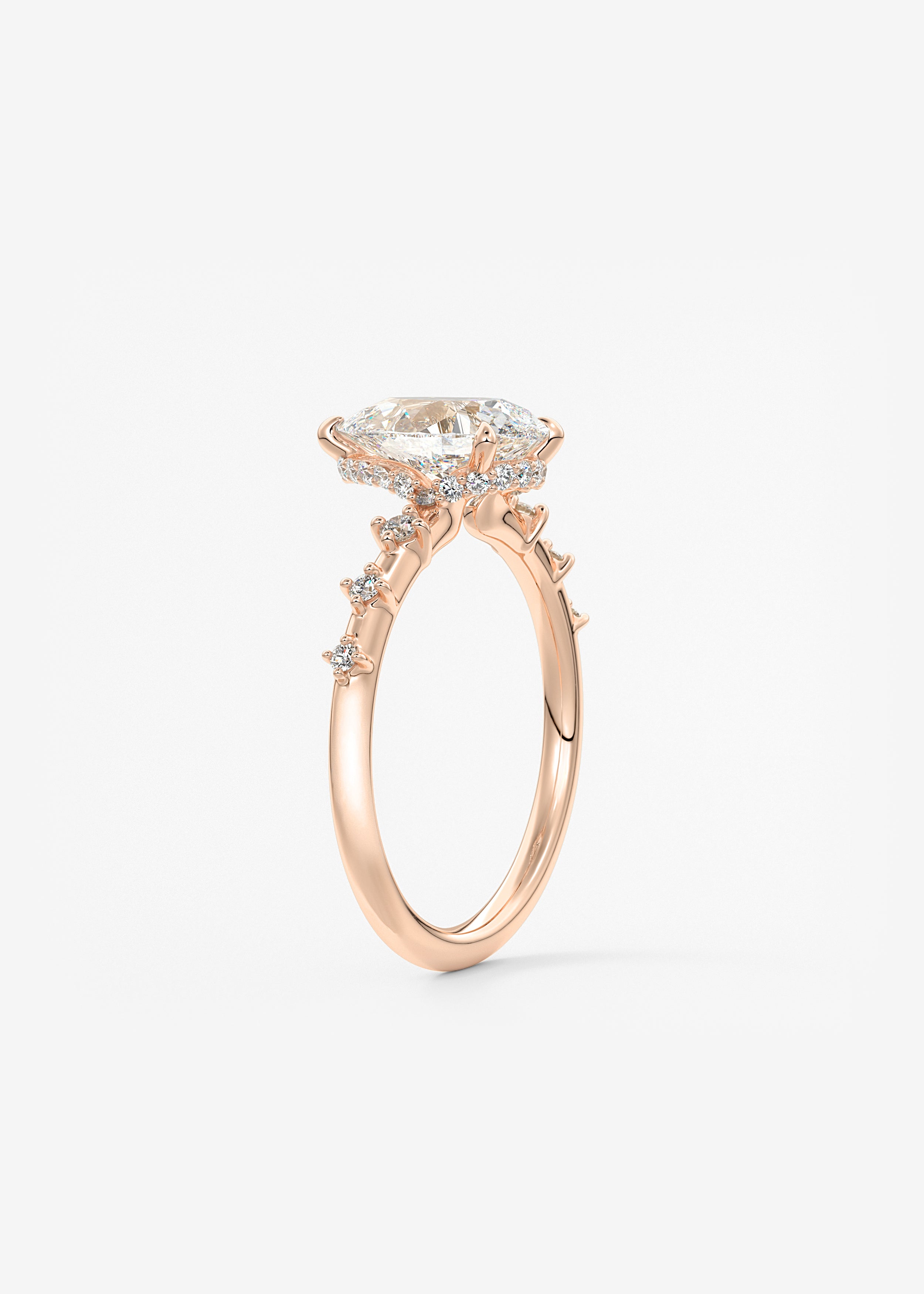 Pear Dainty Pave Lab Grown Diamond Engagement Ring