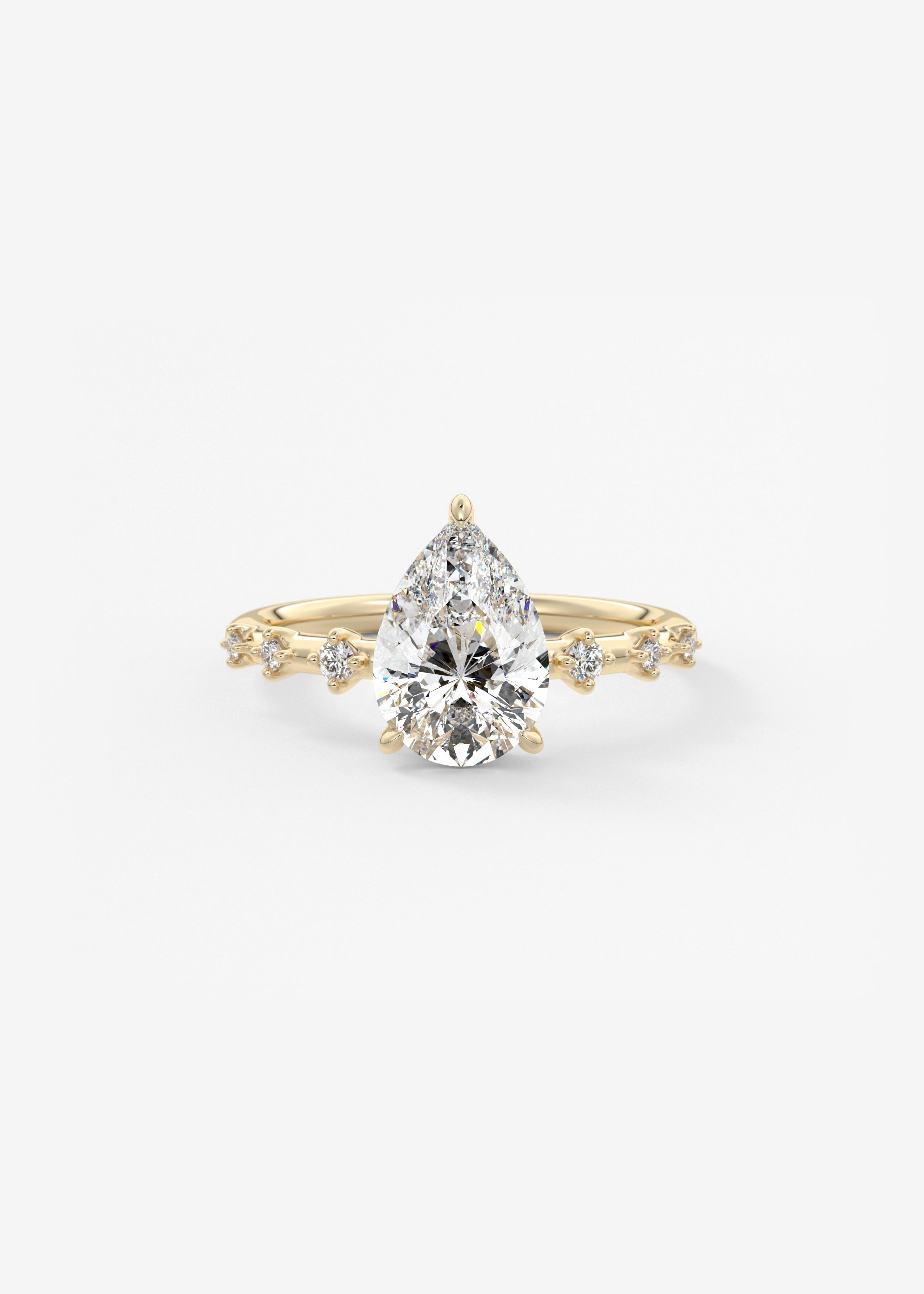 Pear Dainty Pave Lab Grown Diamond Engagement Ring