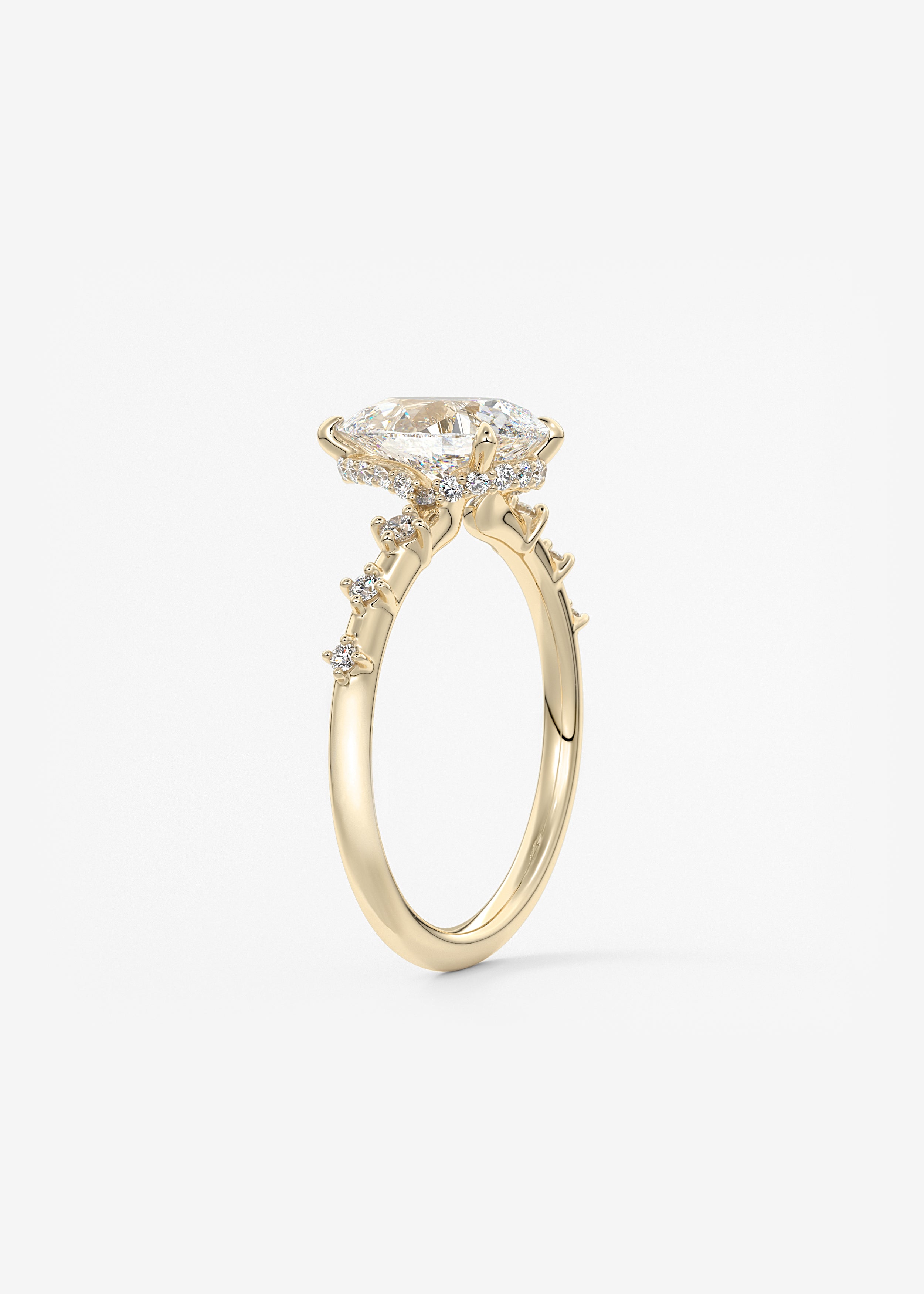 Pear Dainty Pave Lab Grown Diamond Engagement Ring