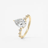 Pear Dainty Pave Lab Grown Diamond Engagement Ring
