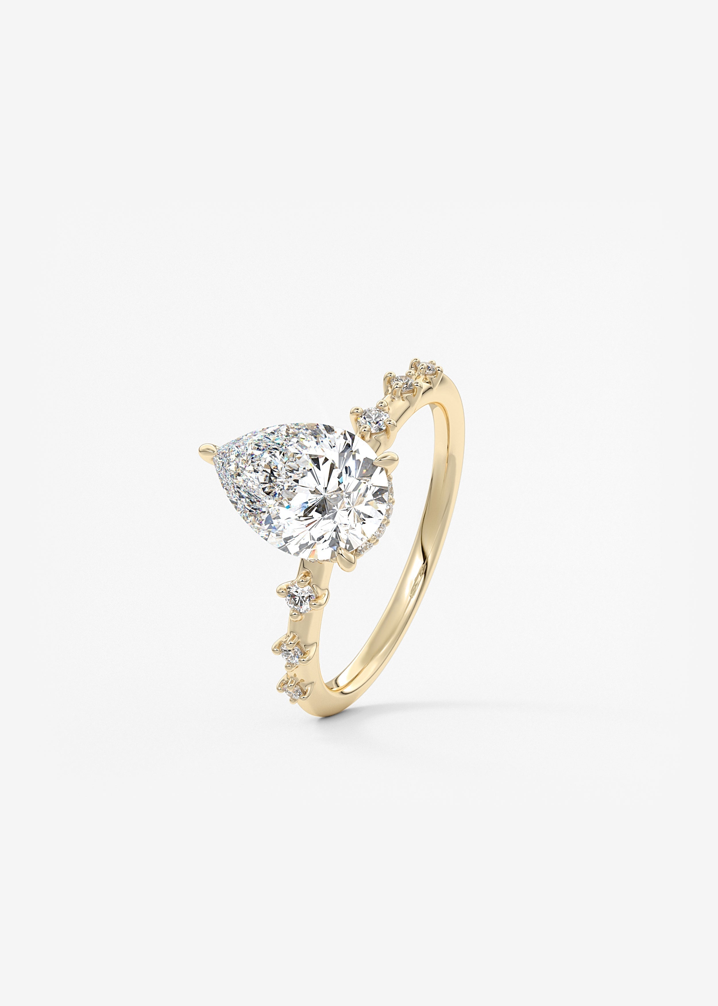 Pear Dainty Pave Lab Grown Diamond Engagement Ring