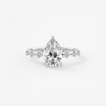 Pear Dainty Pave Lab Grown Diamond Engagement Ring