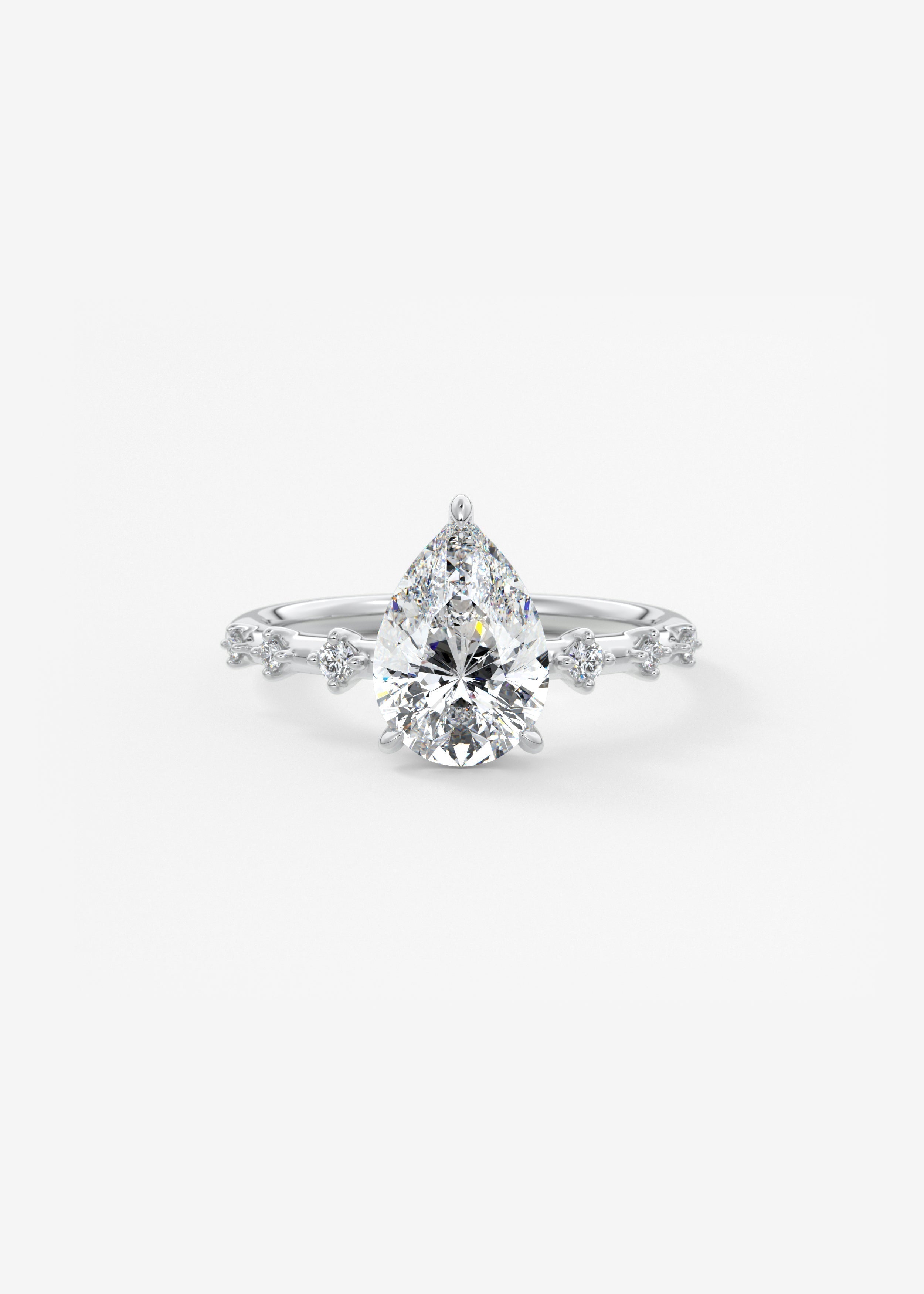 Pear Dainty Pave Lab Grown Diamond Engagement Ring