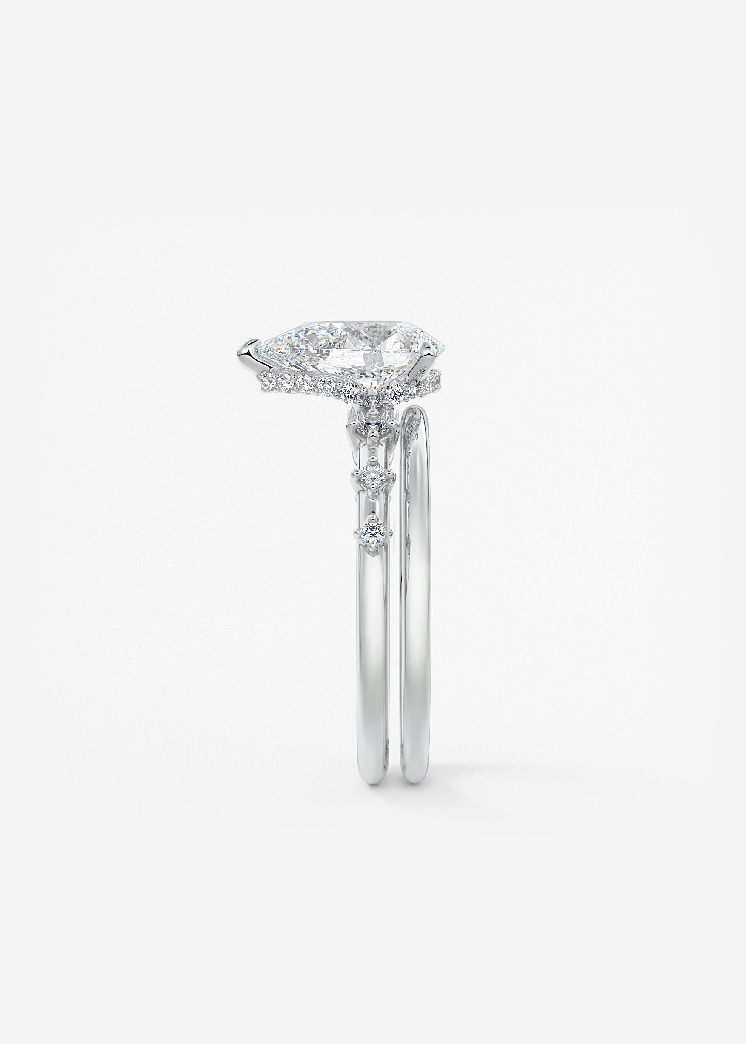 Pear Dainty Pave Lab Grown Diamond Engagement Ring