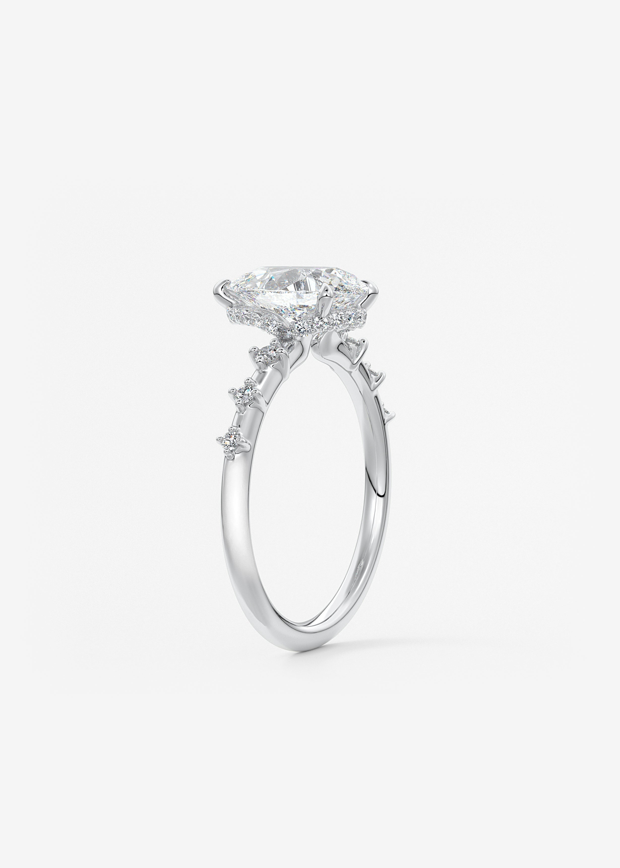 Pear Dainty Pave Lab Grown Diamond Engagement Ring