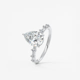 Pear Dainty Pave Lab Grown Diamond Engagement Ring