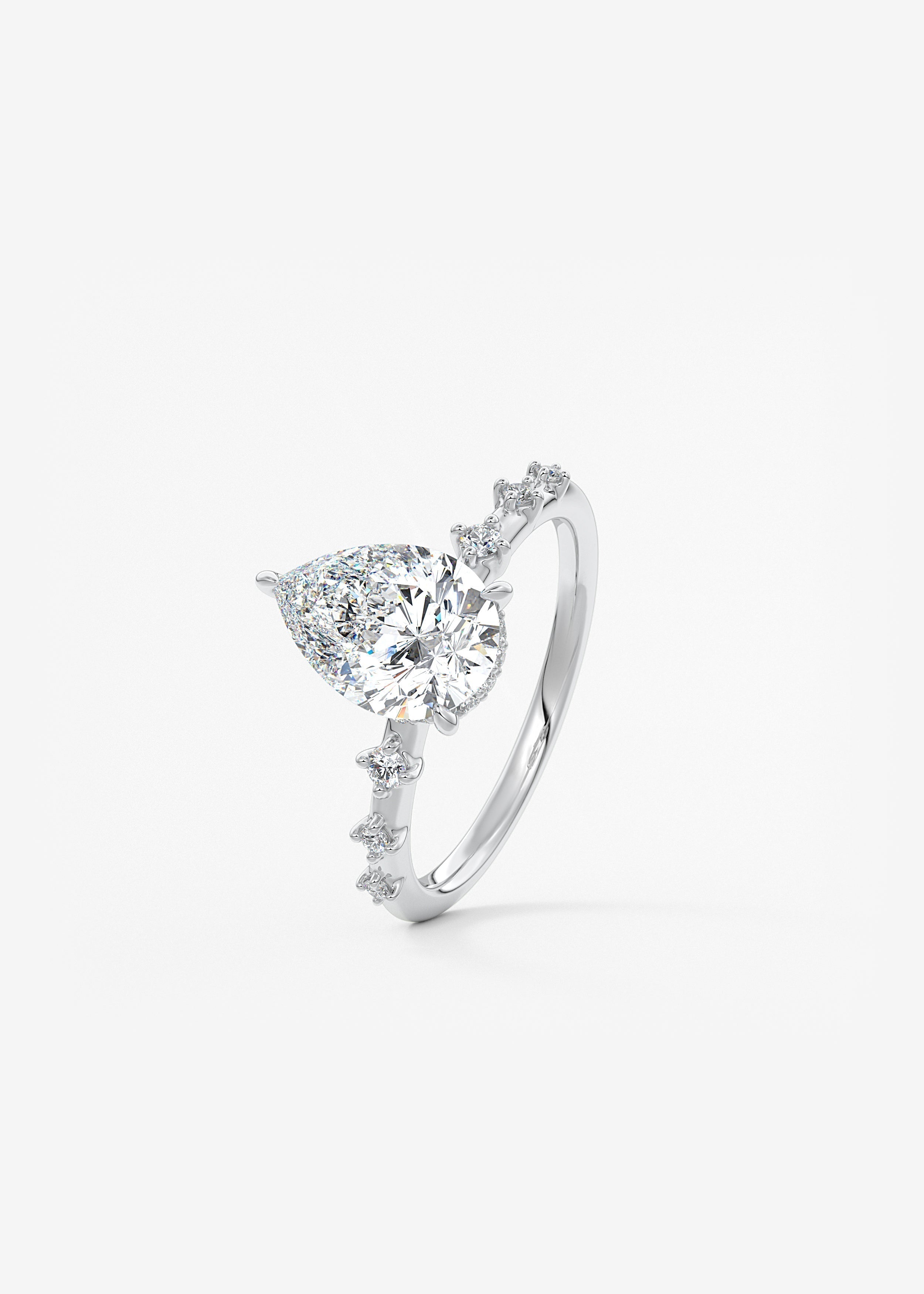 Pear Dainty Pave Lab Grown Diamond Engagement Ring