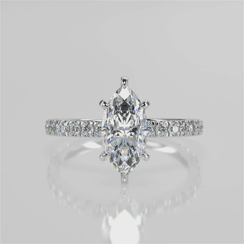Stunning 1.05 CT Marquise Moissanite Engagement Ring with Pave Design 4