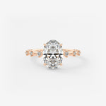 Oval Dainty Pave Lab Grown Diamond Engagement Ring